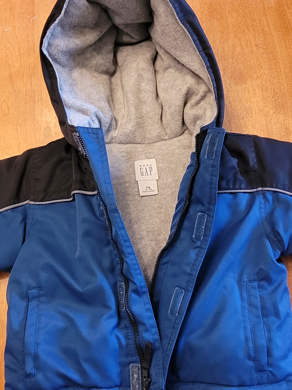 GAP Blue and Black Hooded Puffer Jacket